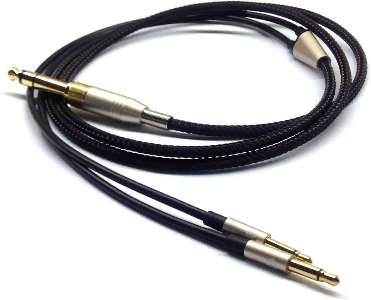 Ersatz-audiokabel – 1 Stück – Geflochtenes Ofc-kabel – 3,5-mm- Und 6,3-mm-adapter – Für Kopfhörer Von Denon, Meze Und Focal – Schwarz, 1,2 M