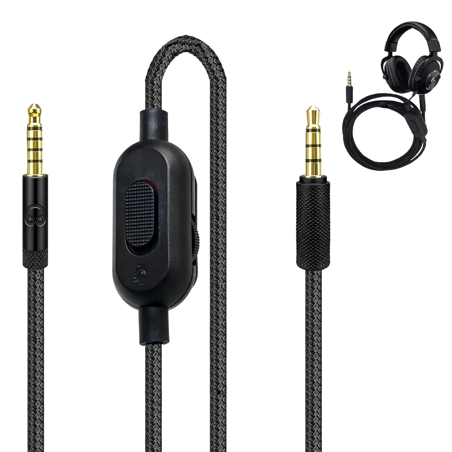 3,5-mm-audiokabel – 1 Stück – Schwarz – Lautstärke- Und Stummschaltungsregelung – Für Logitech G Pro X G433 G233 Headsets – 2 Meter
