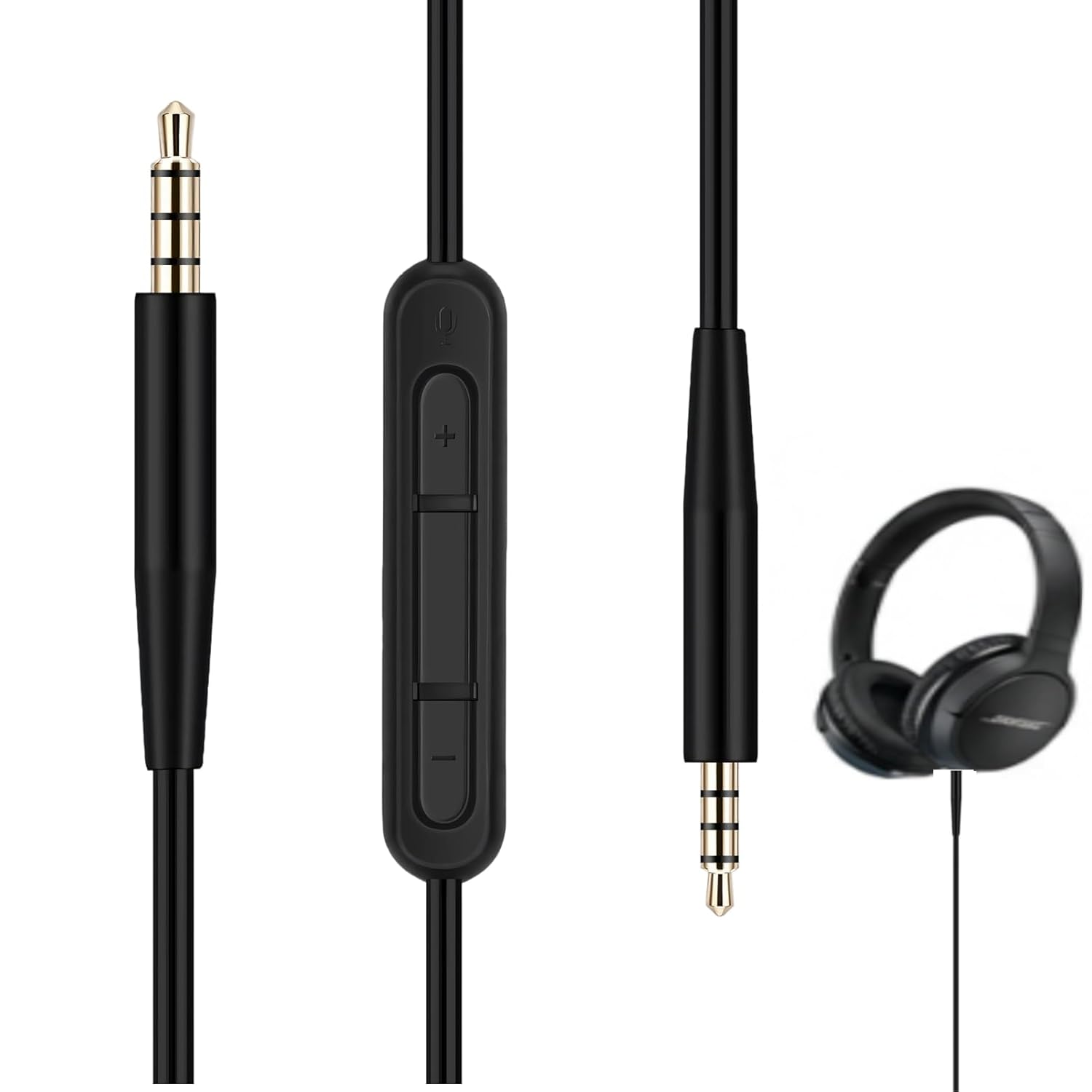 3,5-mm-auf-2,5-mm-audiokabel – 1 Stück – Geflochtenes Nylon – Integriertes Mikrofon – Für Bose- Und Jbl-kopfhörer – Schwarz