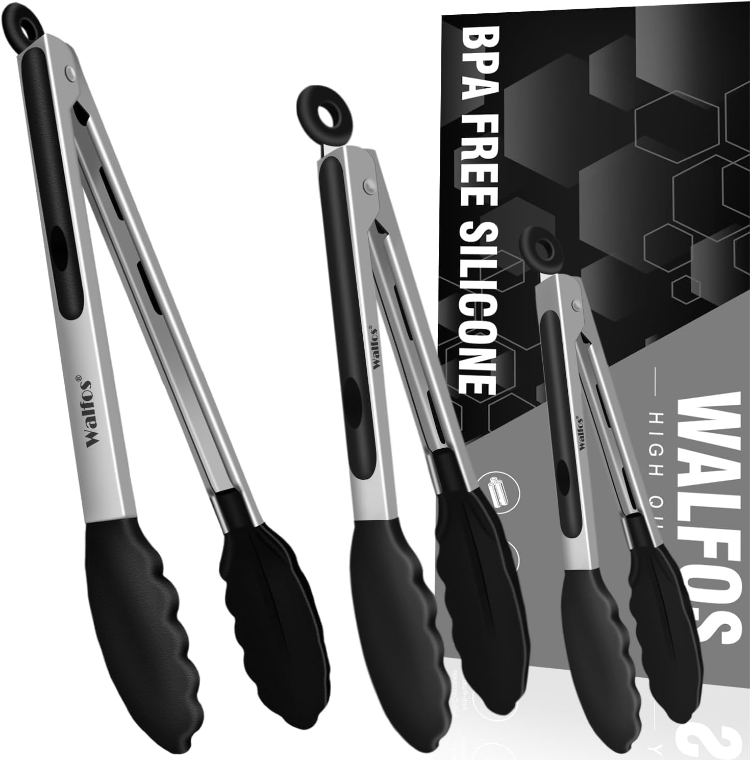 3-teiliges Küchenzangen-set – Edelstahl Und Silikon – Hitzebeständig – 18, 23, 30,5 Cm