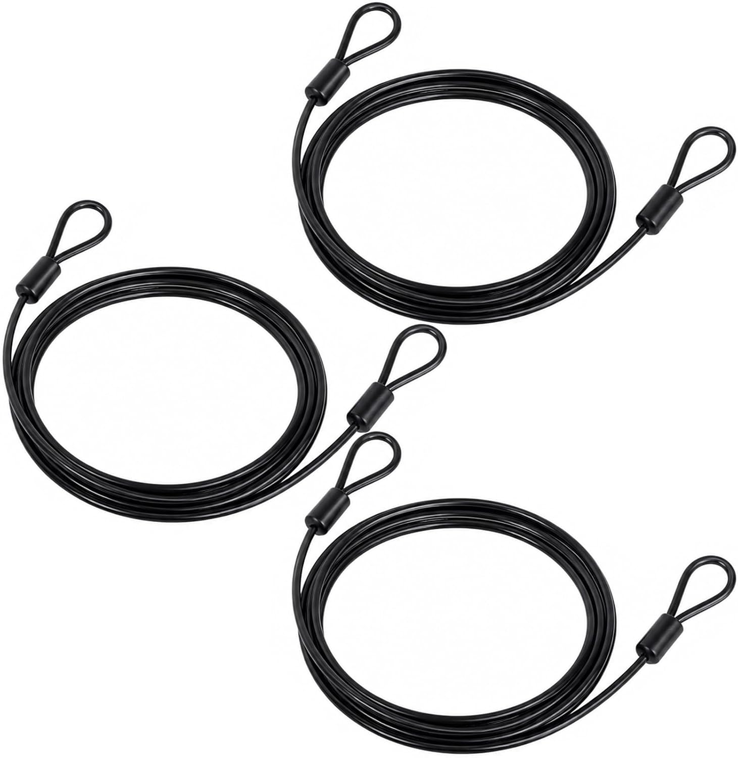 Stahlseil – 3-teilig – Schwarz – 2 M X 4 Mm – Integrierte Schlaufen – Für Fahrrad, Motorrad, Anhänger