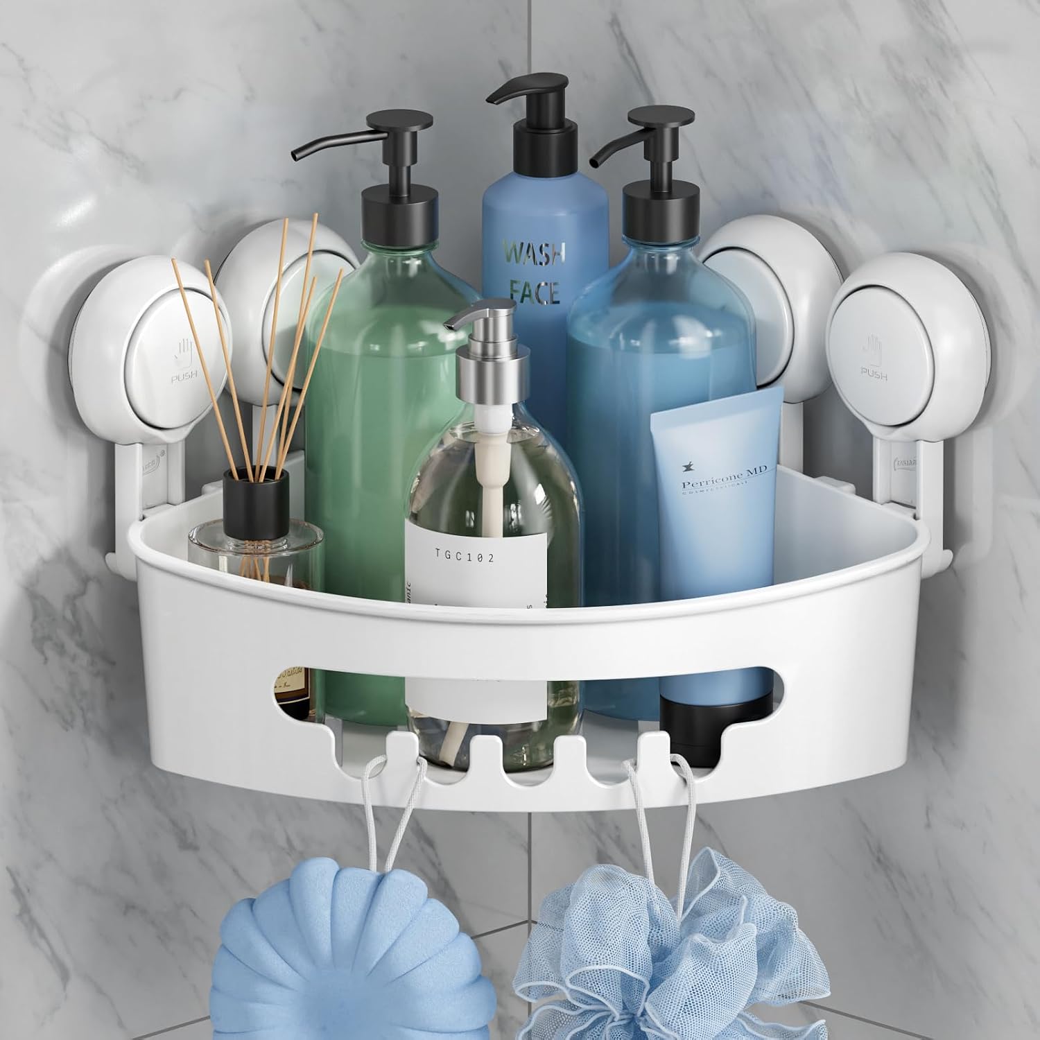 Eckduschablage – 1 Stück – Abs Und Tpe – Saugnapfmontage Ohne Bohren – Aufbewahrung Für Shampoo Im Badezimmer – Schwarz