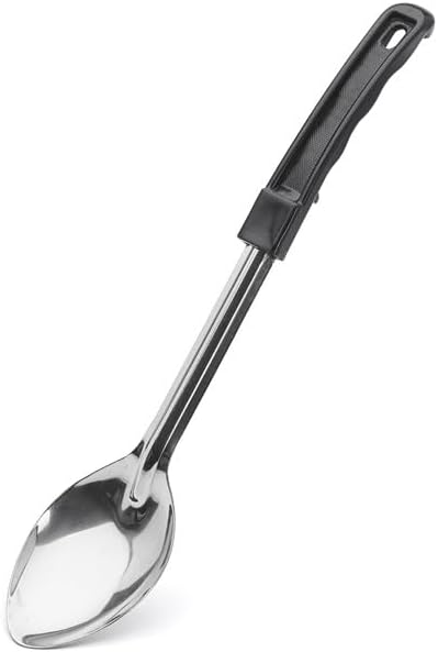 Servierlöffel – 1 Stück – Edelstahl Und Schwarzer Kunststoff – Ergonomischer Griff – Für Küche Und Tisch – 33 Cm