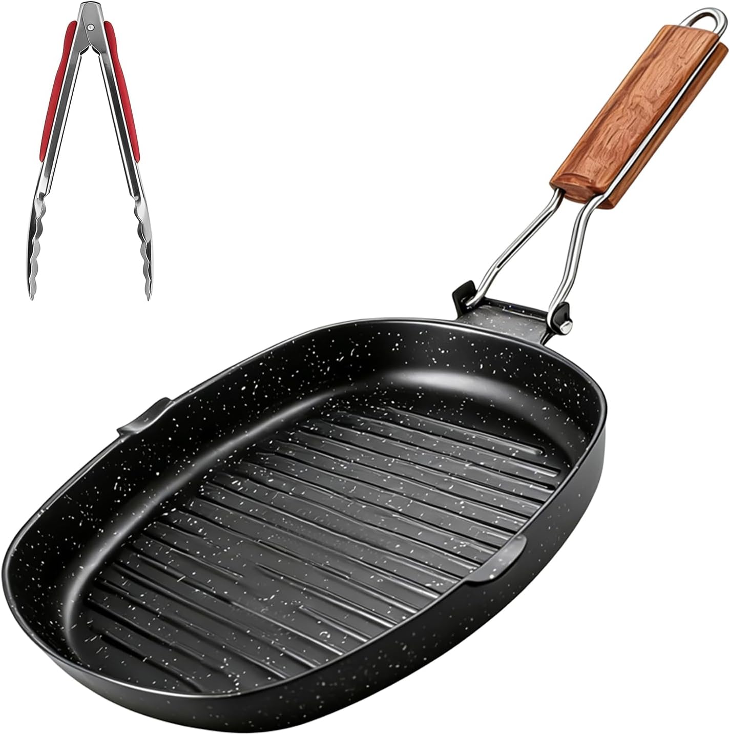 Gusseiserne Grillpfanne – 1 Stück – Kohlenstoffstahl – Induktionsgeeignet Und Antihaftbeschichtet – Für Küche Und Grill – 24 X 24 Cm
