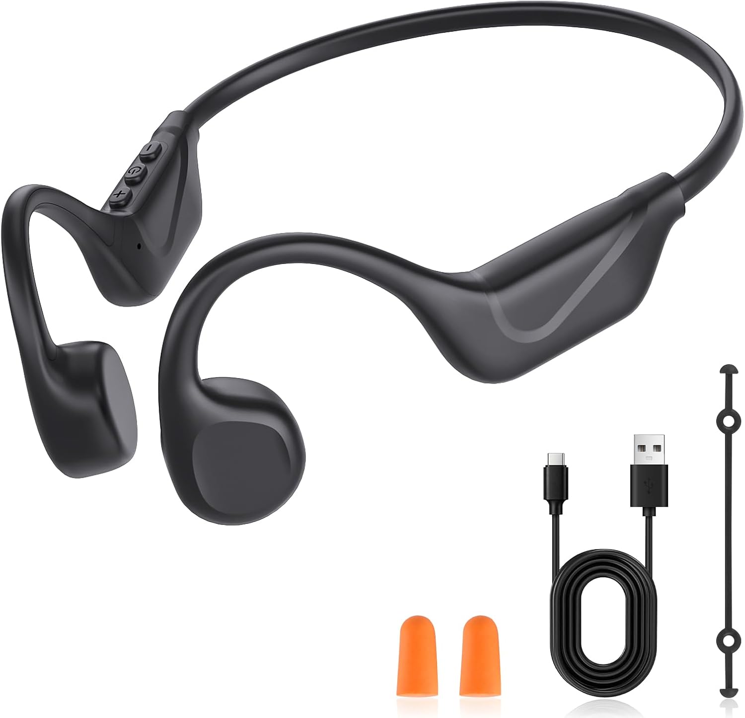 Knochenschallkopfhörer – 1 Stück – Titan – Bluetooth 6.0 – Sportarten: Radfahren, Laufen – Schwarz