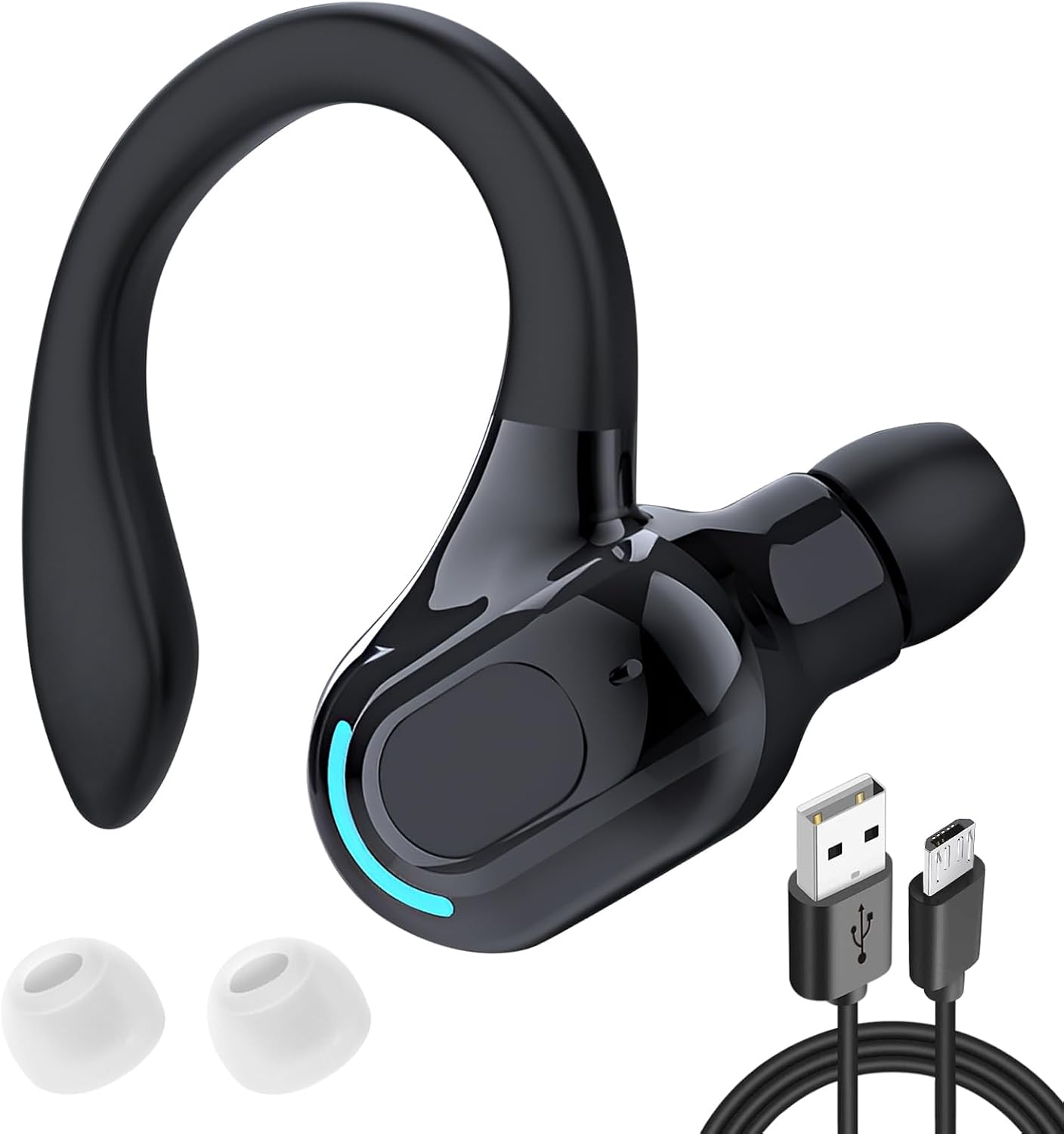 Mono-bluetooth-headset – 1 Stück – Abs-kunststoff – Hd-mikrofon Mit Geräuschunterdrückung – Ideal Für Autofahren, Büro Und Sport – Schwarz