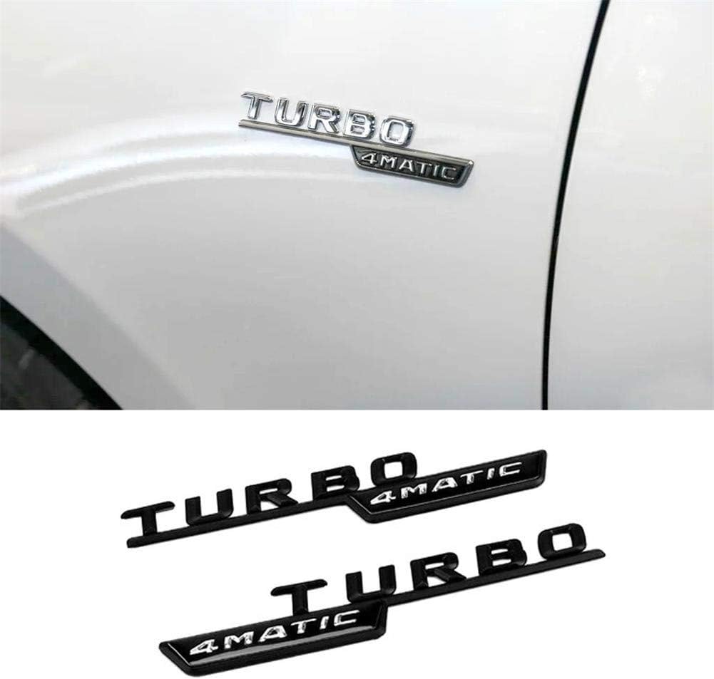 Turbo 4matic Emblem – 2er-set – Chrom – Kotflügelaufkleber – Für Mercedes-benz Amg – 14 X 2,8 Cm, Schwarz