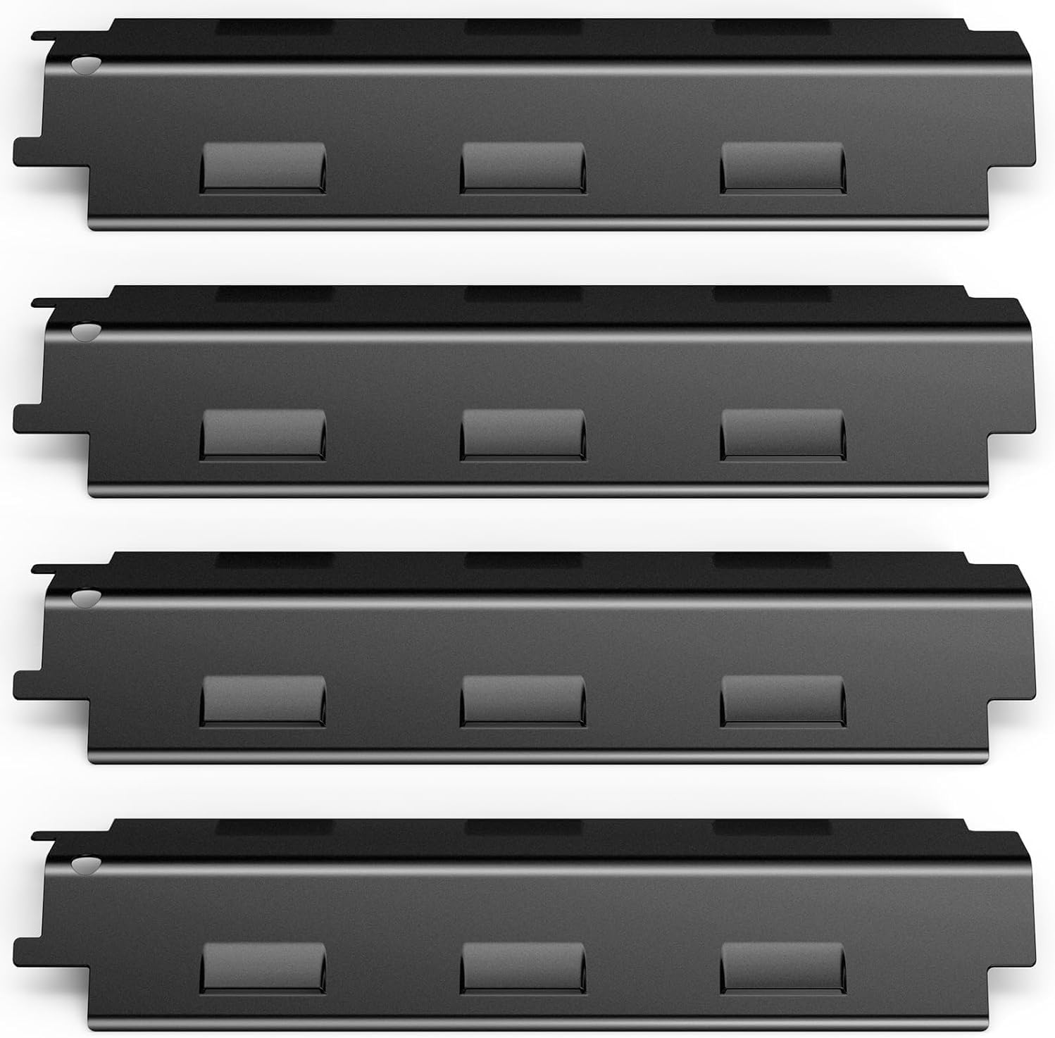 Kochplatte – 4-teilig – Emaillierter Stahl – Wärmeverteiler – Für Gasgrill – 37 X 11 Cm – Schwarz