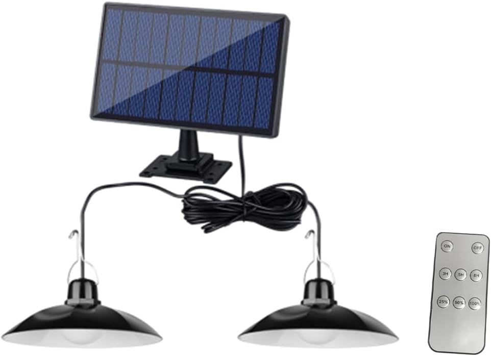 Solarbetriebener Kronleuchter Für Den Außenbereich – 2 Leuchten – Schwarzes Abs – Wasserdicht (ip65) – Automatische Beleuchtung – Für Garten Und Terrasse