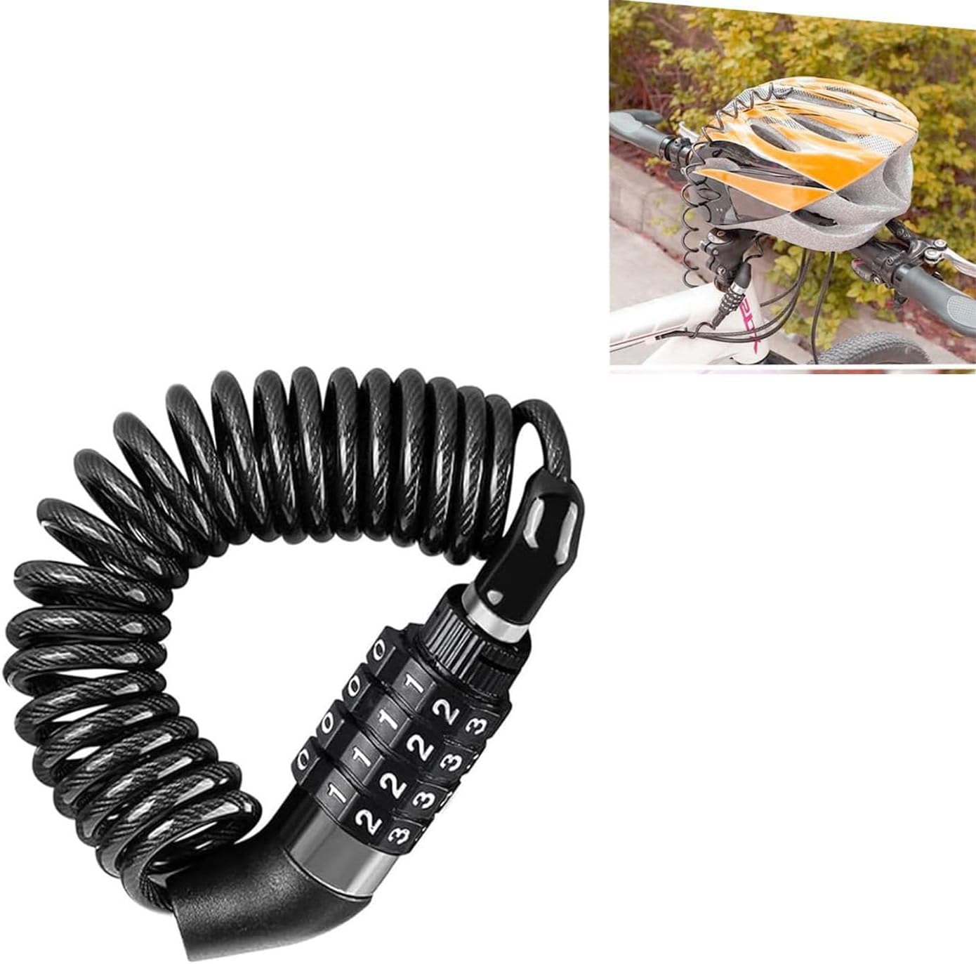 Diebstahlsicheres Kabel – 150 Cm – Stahl Und Pvc – 4-stelliges Zahlenschloss – Motorrad, Fahrrad, Roller – Schwarz