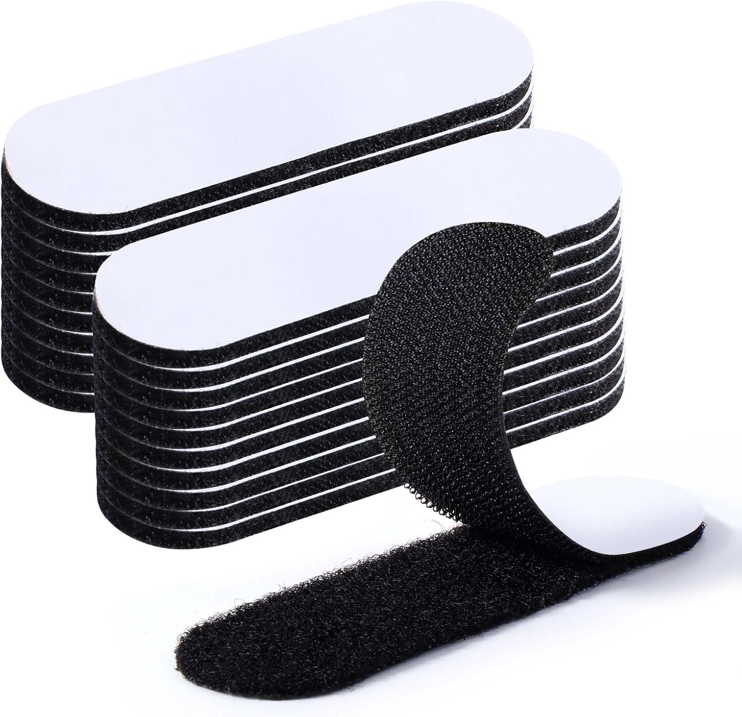 Doppelseitige Klettstreifen – 20 Stück – Strapazierfähiges Schwarzes Nylon – Bohrfreie Montage, Wiederverwendbar – Für Heimwerkerprojekte – 3 X 10 Cm