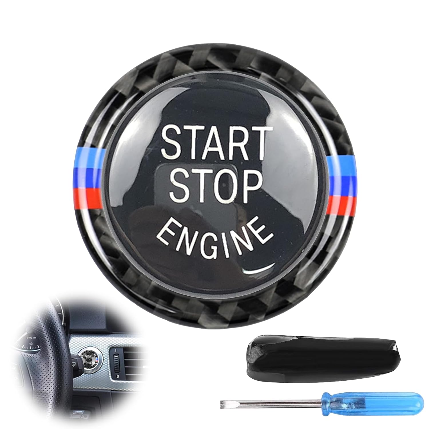 Start-/stopp-tastenabdeckung – 1 Stück – Abs-carbonfaser – Schutz Und Sportliches Design – Für Bmw 3er, 5er, X5, X6, Z4 – Schwarz