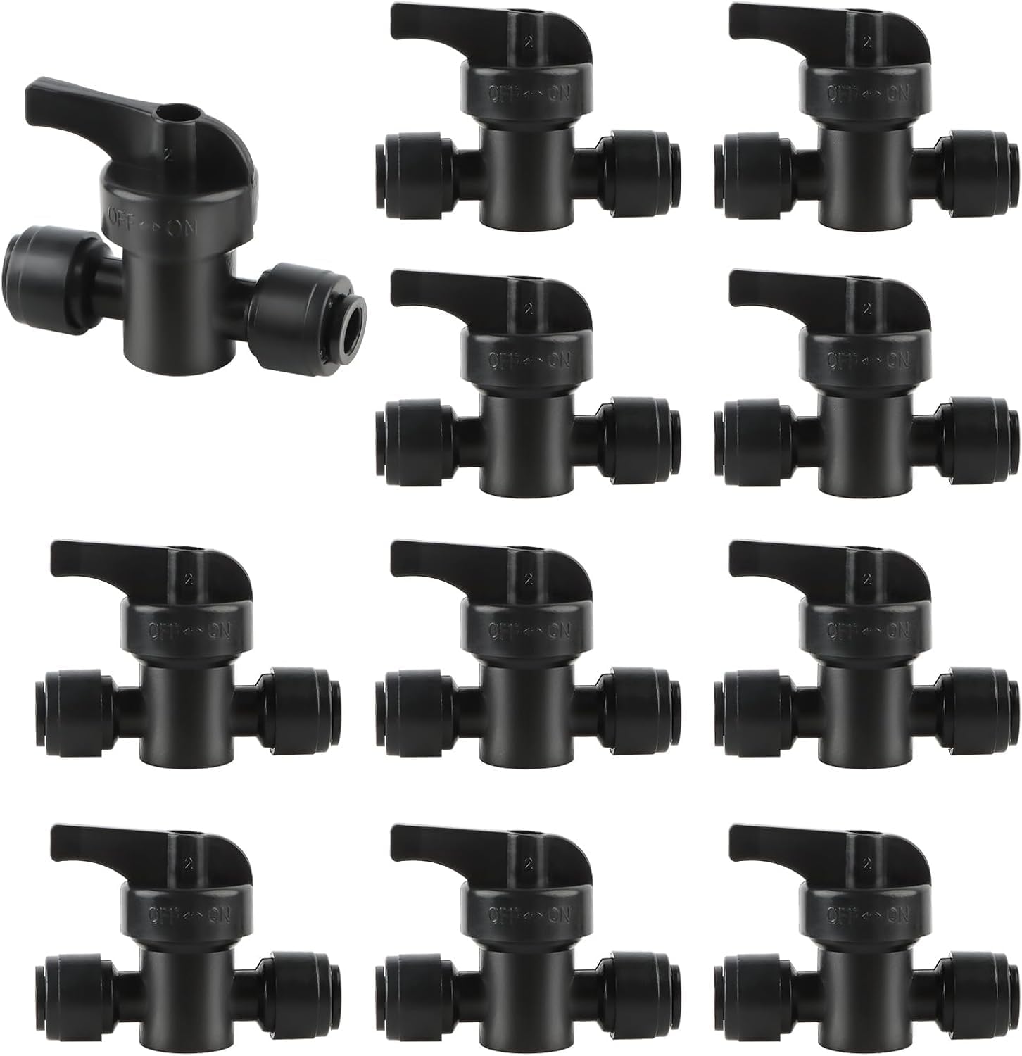 10 Absperrventile 1/4" – Robustes Kunststoffgehäuse – Schnellanschluss, Wasserdicht – Tropfbewässerungssystem – Garten Und Gewächshaus – Schwarz