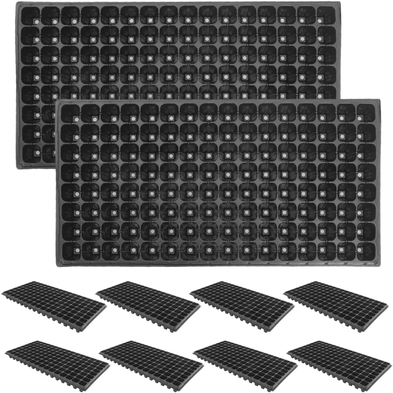Anzuchtschalen – 10er-pack – Robustes Pvc – 128 Zellen Für Sämlinge – Für Zimmerpflanzen Und Gewächshäuser – Schwarz