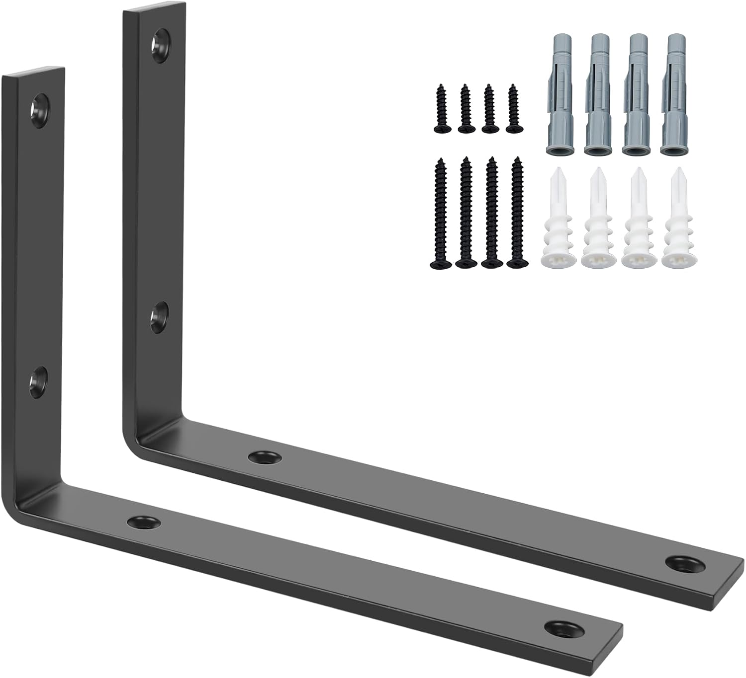 2 Robuste Wandhalterungen – 5 Mm Stahl – 90°-winkel – Stabile, Schwebende Halterung – Wohnzimmer, Küche, Schlafzimmer – 200 X 150 Mm, Schwarz