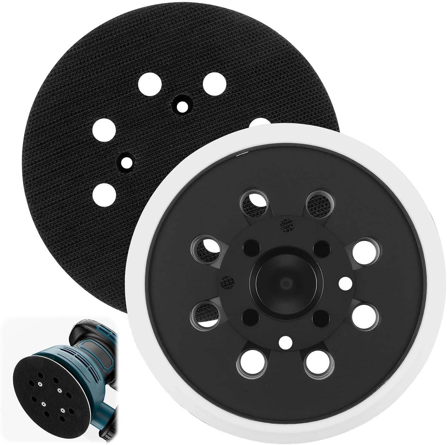 Set Mit 2 Schleifpads (125 Mm) – Hochleistungs-polyurethan – 8-loch-klettverschluss – Für Holz, Metall Und Kunststoff – Kompatibel Mit Exzenterschleifern