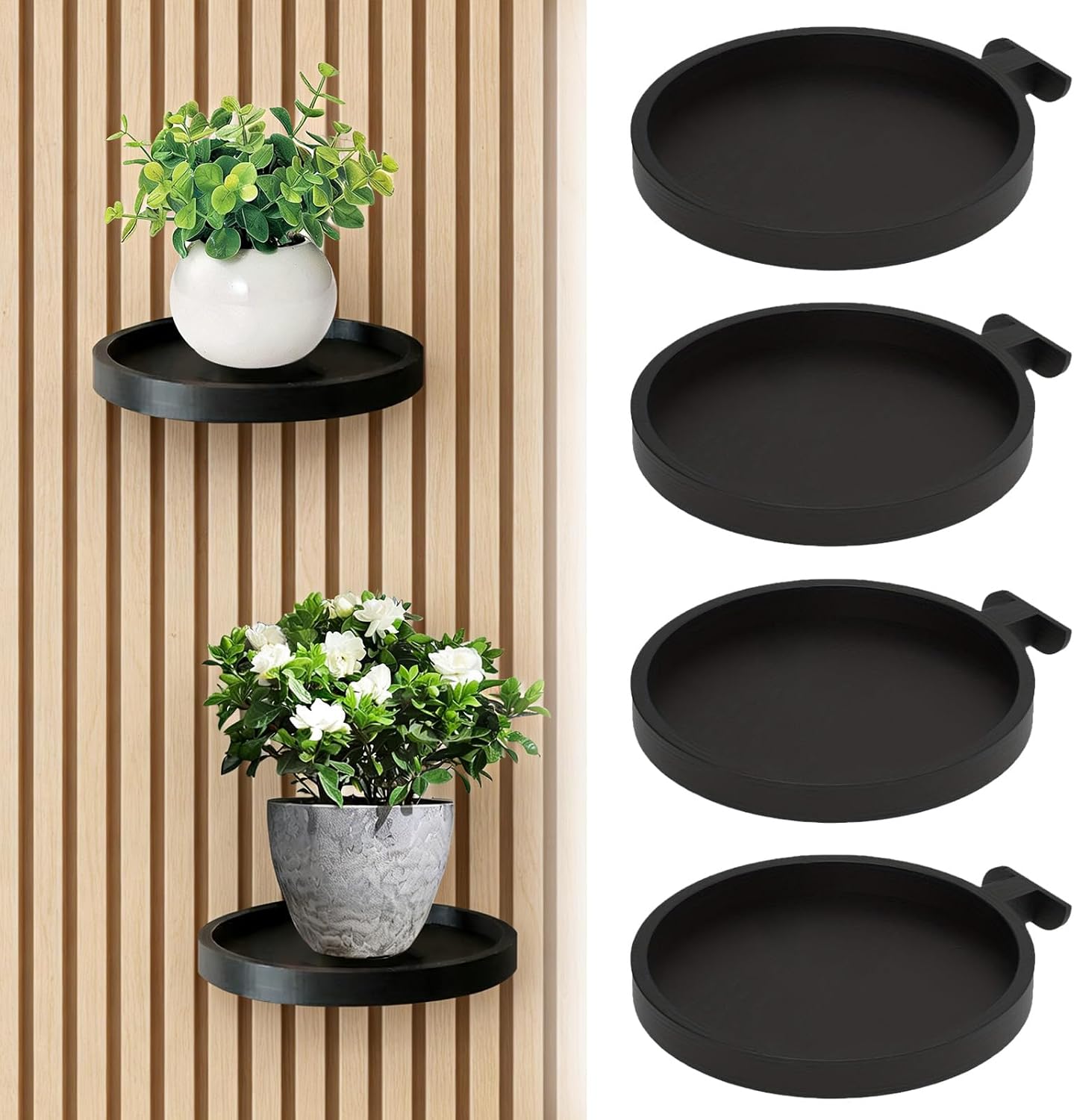 Pflanzenstützen – 4 Stück – Mattschwarzes Metall – Kein Bohren Erforderlich – Für Akustikpaneele – 13 X 11,5 Cm