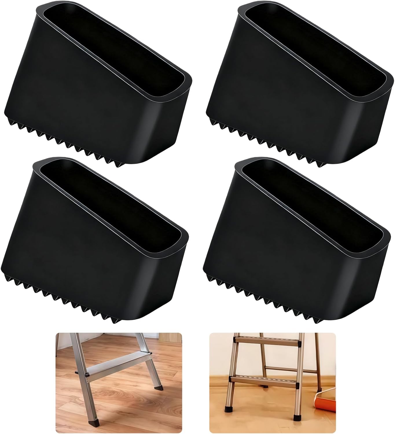 4 Gummifüße Für Leitern – Universal – Rutschfest Und Bodenschoner – Für Teleskop- Und Stehleitern – Schwarz, 2 X 5 Cm
