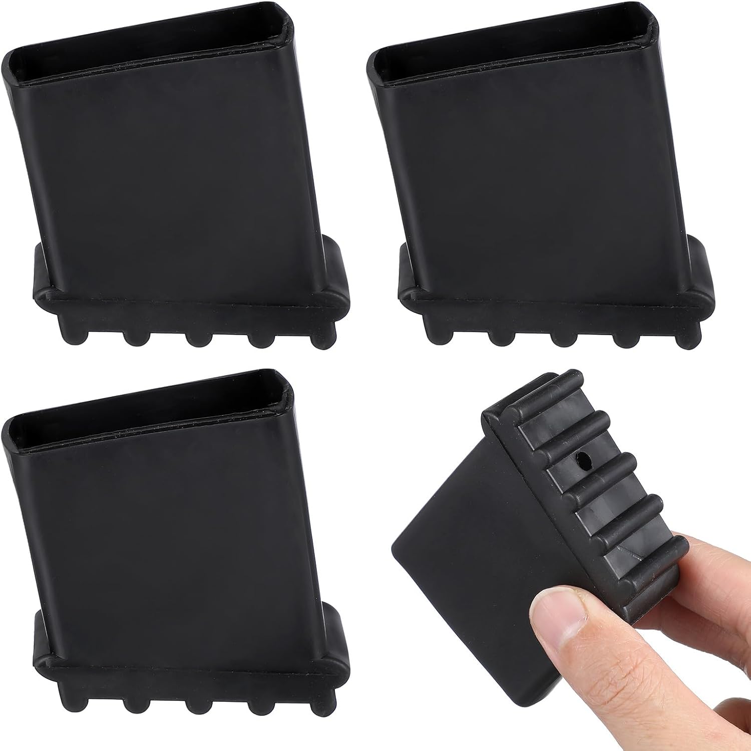 Trittleiterfüße – 4er-set – Schwarz, Rutschfestes Gummi – Bodenschutz Und Sicherheit – Für Den Innen- Und Außenbereich Geeignet – 6 X 6 X 2,8 Cm