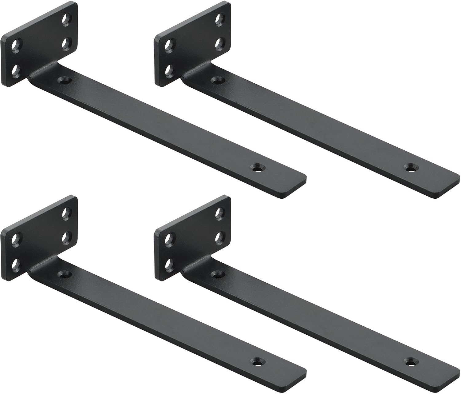 Wandregalhalterungen – 4er-set – Schwarzer Stahl – Stabile Wandmontage – Wohnzimmer, Küche, Büro – 20 X 6,5 X 4 Cm