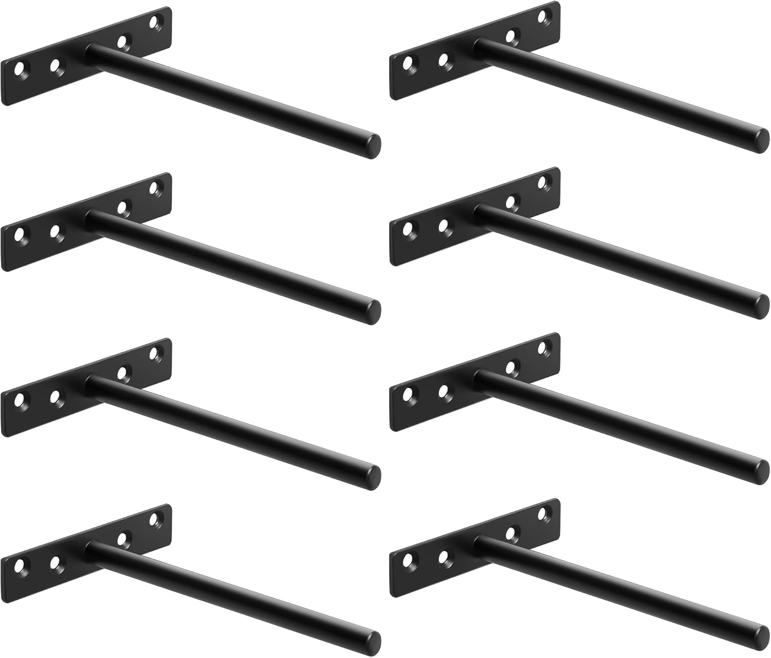 Wandregalhalterungen – 8 Stück – Mattschwarzes Metall – Unsichtbare, Schwebende Montage – Wohnzimmer, Küche, Büro – 150 Mm