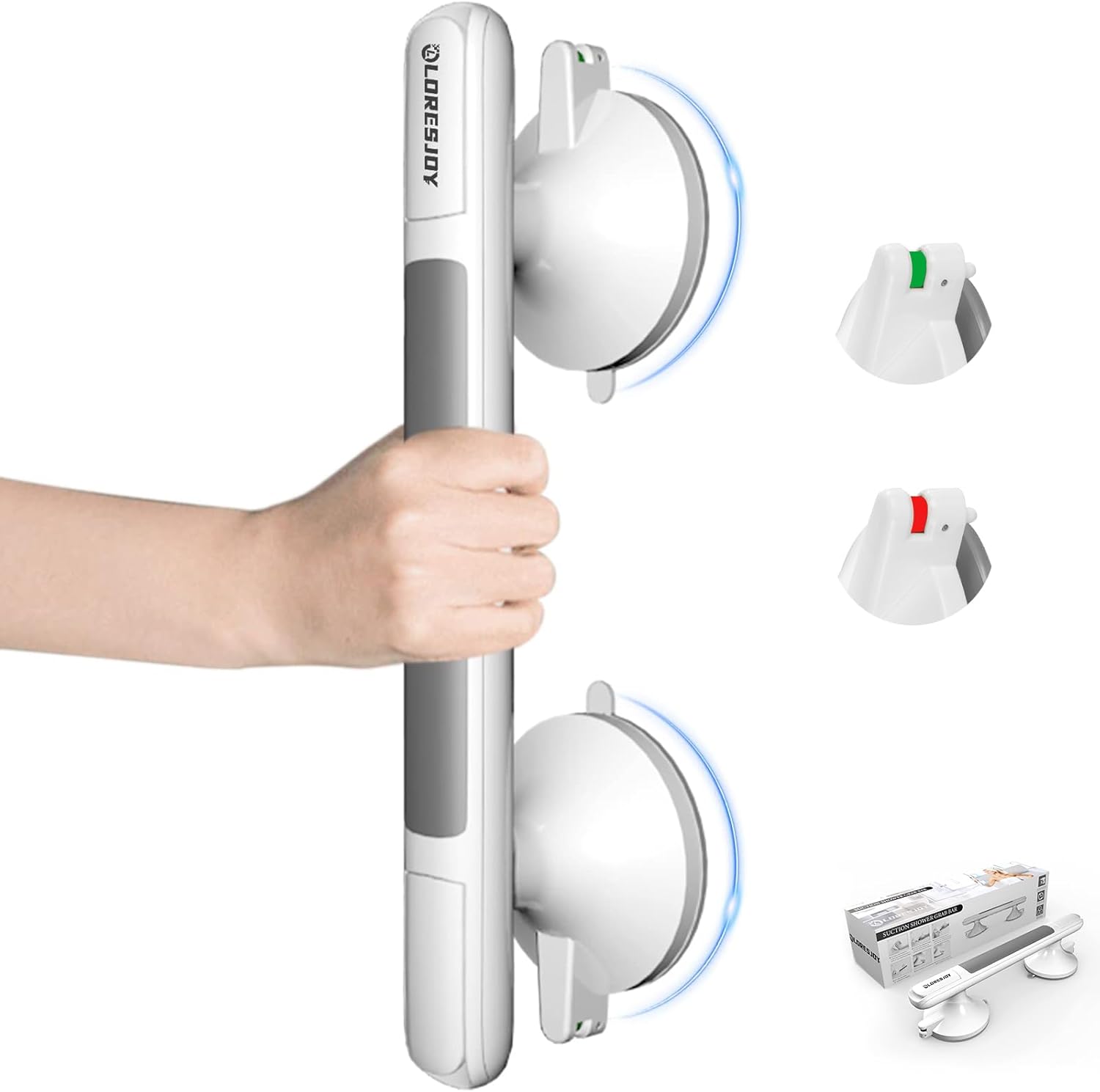 Duschhaltegriff – 2 Saugnäpfe – Abs Und Gummi – Sicher Und Bohrfrei – Für Bad Und Wc – Schwarz