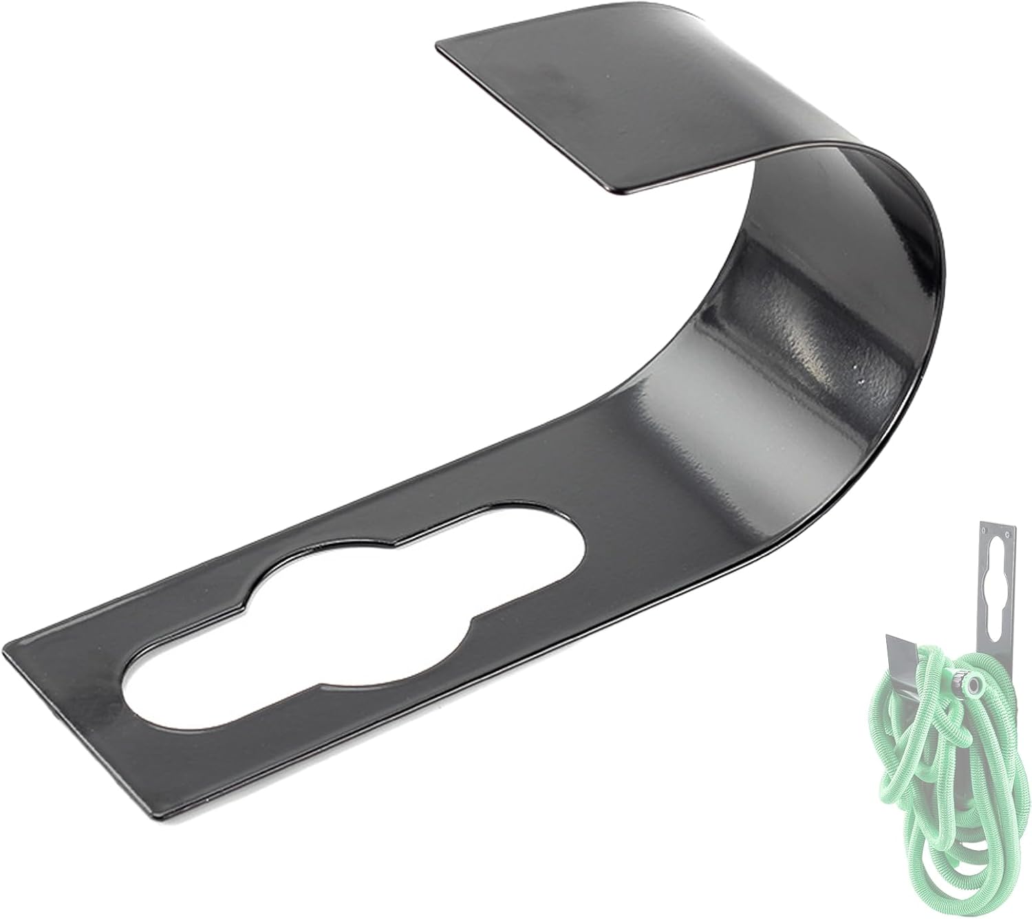 Gartenschlauchhalter – 1 Stück – Robustes Schwarzes Metall – Wand- Oder Wasserhahnmontage – Garten, Garage, Rasen – 21,5 X 11,5 X 7,5 Cm