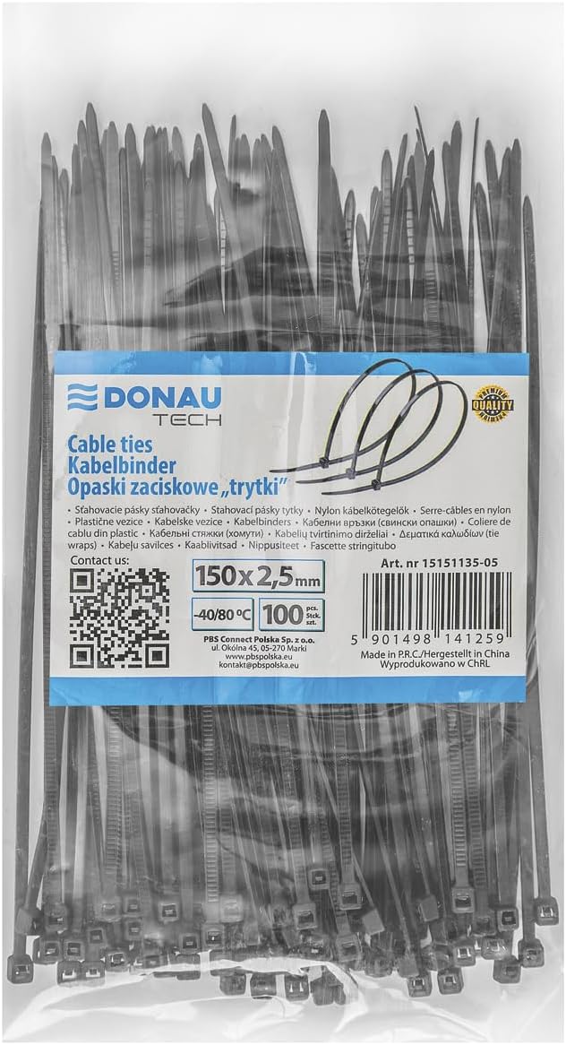 Kabelbinder – 100 Stück – Strapazierfähiges Schwarzes Nylon – Uv-beständiger, Selbstsichernder Verschluss – Für Den Fahrzeuginnen- Und -außenbereich – 150 X 2,5 Mm