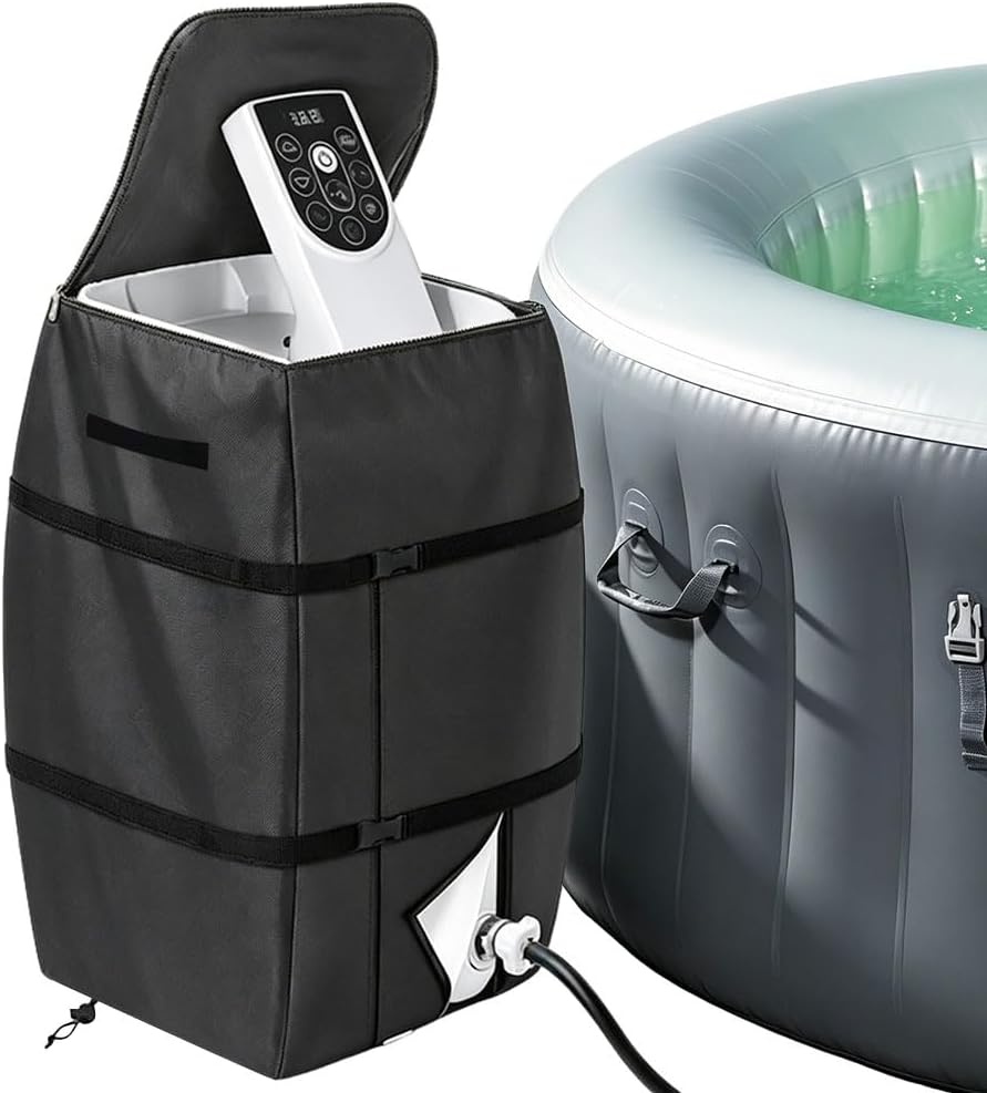 Schutzhülle Für Whirlpoolpumpen – 1 Stück – Wasserdicht, Schwarzes Polyester – Isoliert Und Uv-beständig – Für Whirlpoolheizungen Im Außenbereich – 43 X 38 X 54 Cm