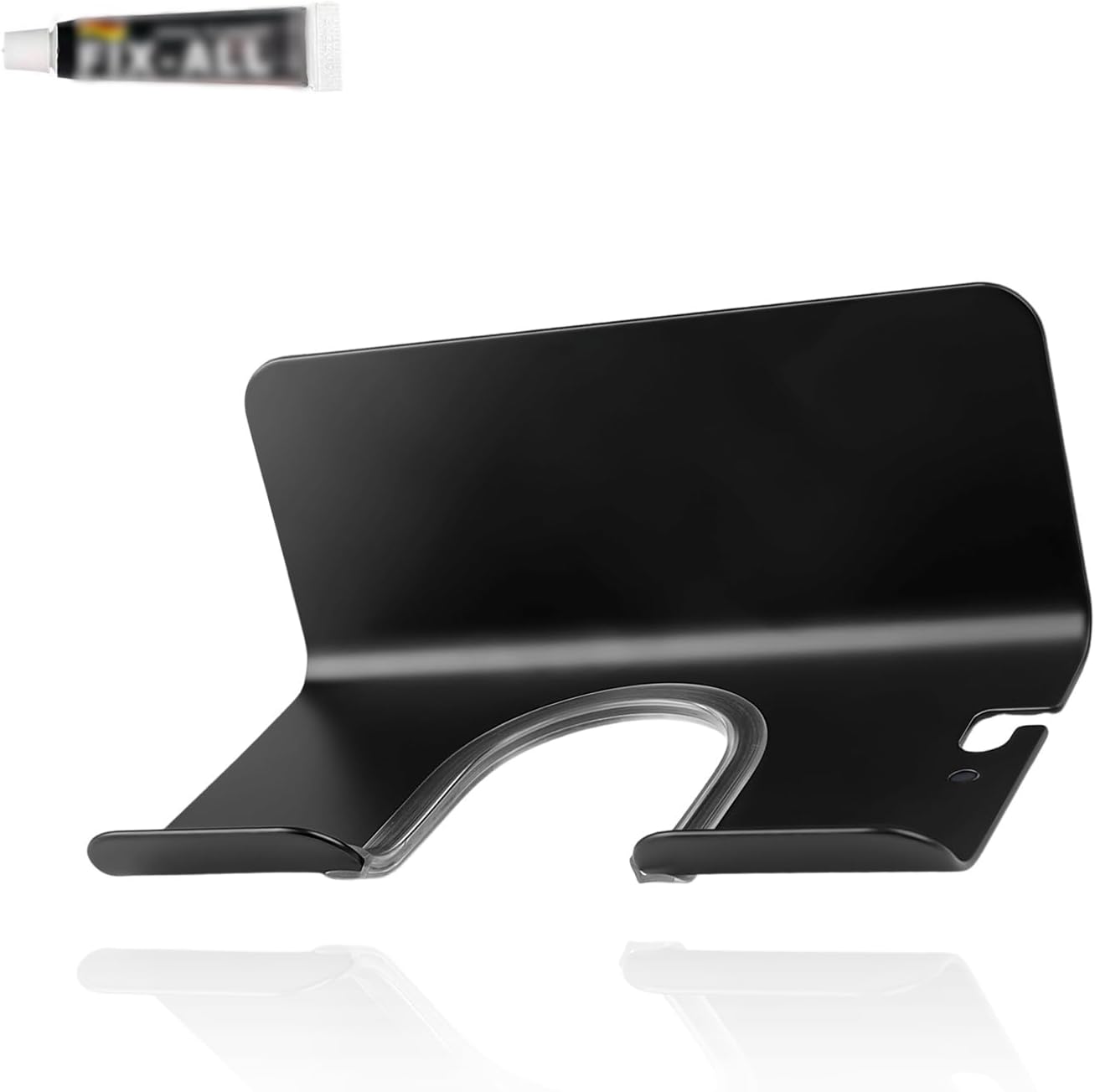 Wandhalterung Für Haartrockner – 1 Stück – Aluminium, Space Black – U-förmiges Design Mit Steckdosenfach – Badezimmer – Kein Bohren Erforderlich – Durchmesser 4,8 Cm