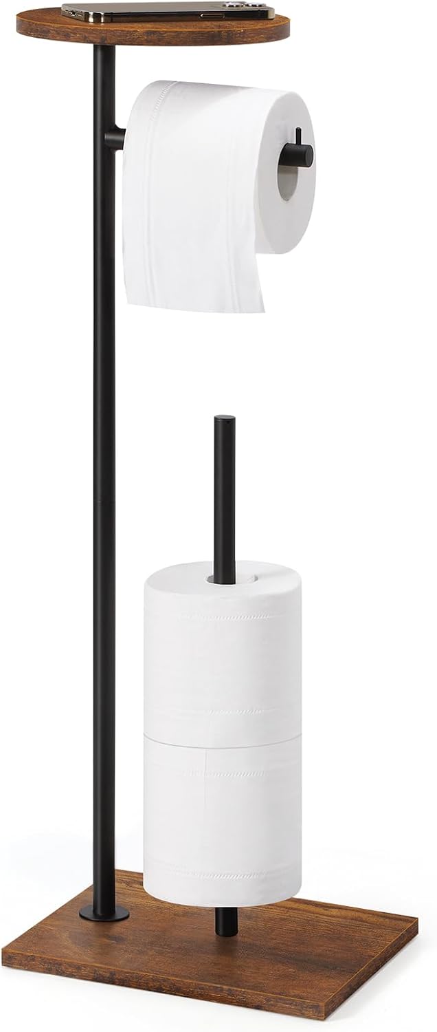Freistehender Toilettenpapierhalter – 1 Stück – Edelstahl – 4 Rollenhalter Mit Ablage – Modernes Badezimmer – Mattschwarz