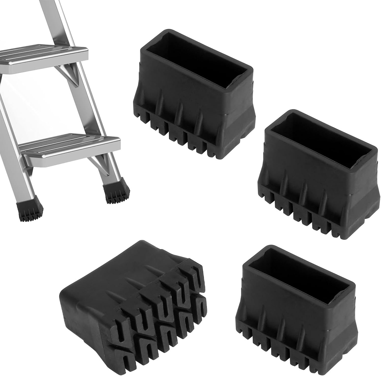 Leiterfüße – 4er-set – Schwarzer Gummi – Universell Rutschfest – Für Aluminium-gartenleitern – 7 X 6 X 4 Cm