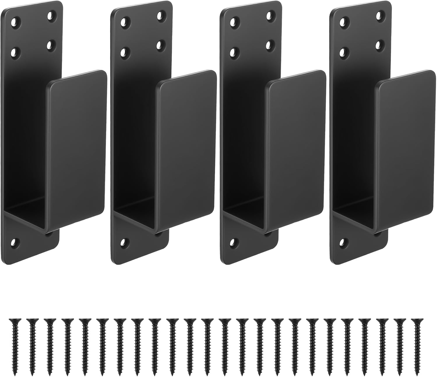 U-förmige Absperrwinkel – 4er-set – Robuster, Schwarzer Stahl – 2x4-türverstärkung – Garagen- Und Werkstattsicherung – Für 5x10 Cm Holz
