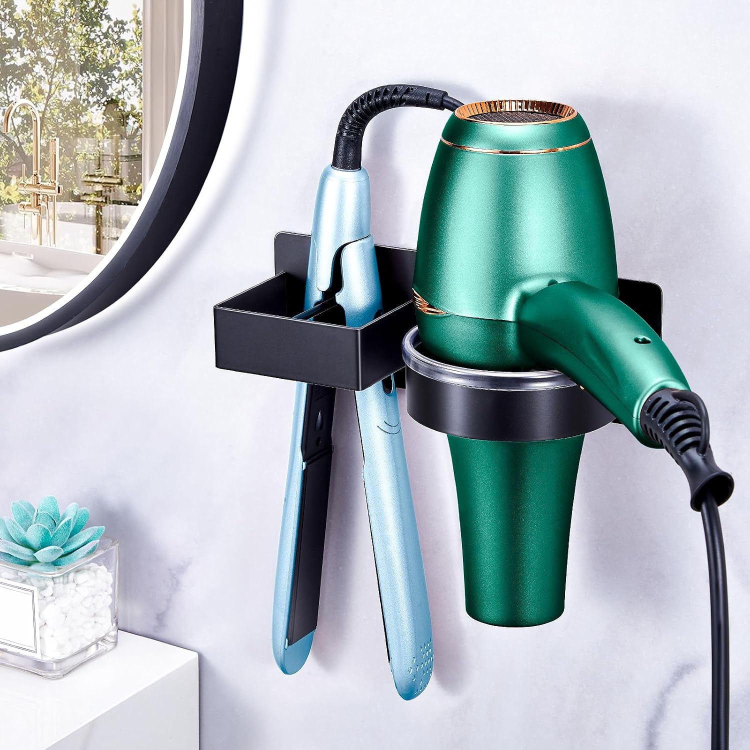 Wandhalterung Für Haartrockner Und Glätteisen, Wandhalterung Für Haartrockner Und Glätteisen, Wandhalterung Geeignet Für Friseursalons, Hotels, Badezimmer (schwarz)