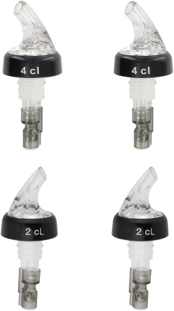 Ausgießer-set – 4-teilig – Kunststoff Und Edelstahl – 2 Cl Und 4 Cl Messbecher – Bar Und Küche – 10 Cm