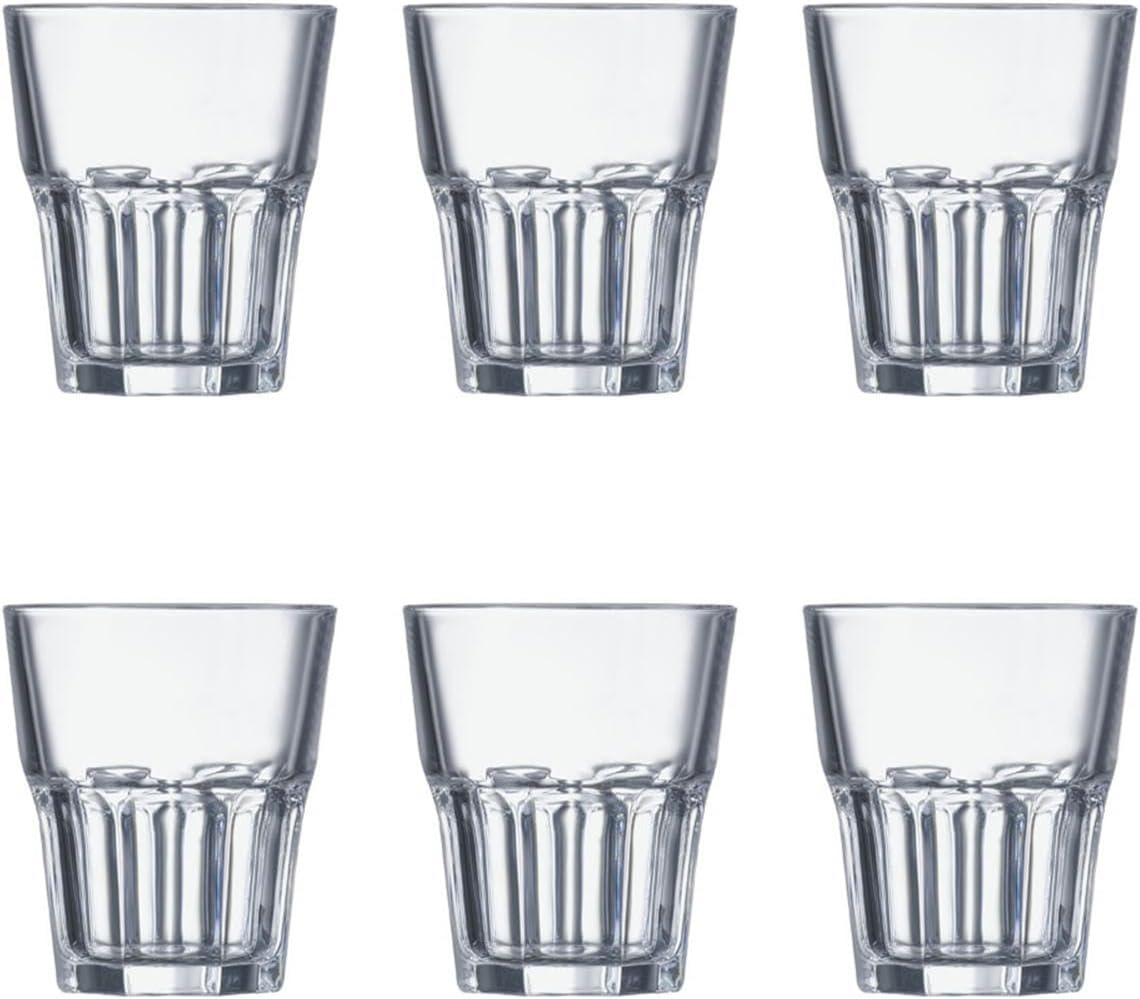 Gehärtete Glasbecher – 6er-set – Retro-facetten-design – Besonders Robust – Für Bar Und Restaurant – 26 Cl Klar