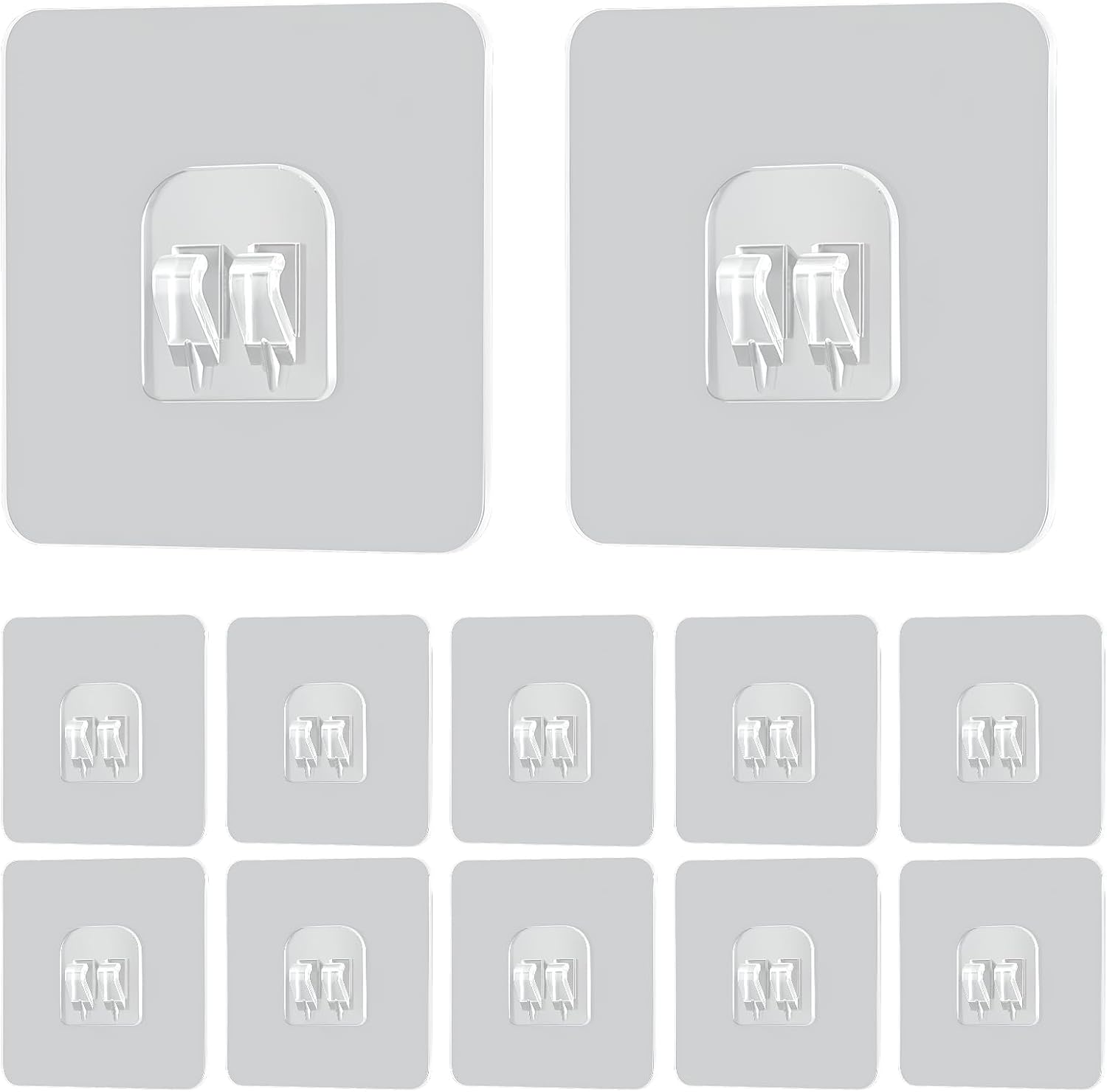 Set Mit 12 Selbstklebenden Wandhaken – 7 X 7 Cm – Transparenter Kunststoff – Kein Bohren Erforderlich – Für Küche Und Bad – Unauffällig Und Langlebig