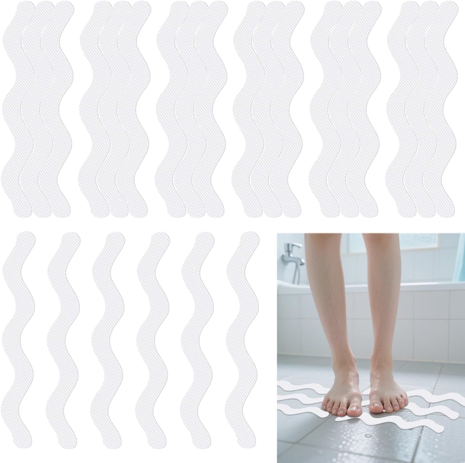 24 Transparente Anti-rutsch-streifen – Peva-sicherheitsaufkleber Für Dusche Und Badewanne – Unauffälliger 3d-grip – Ideal Für Senioren Und Kinder – 1,5 X 18 Cm