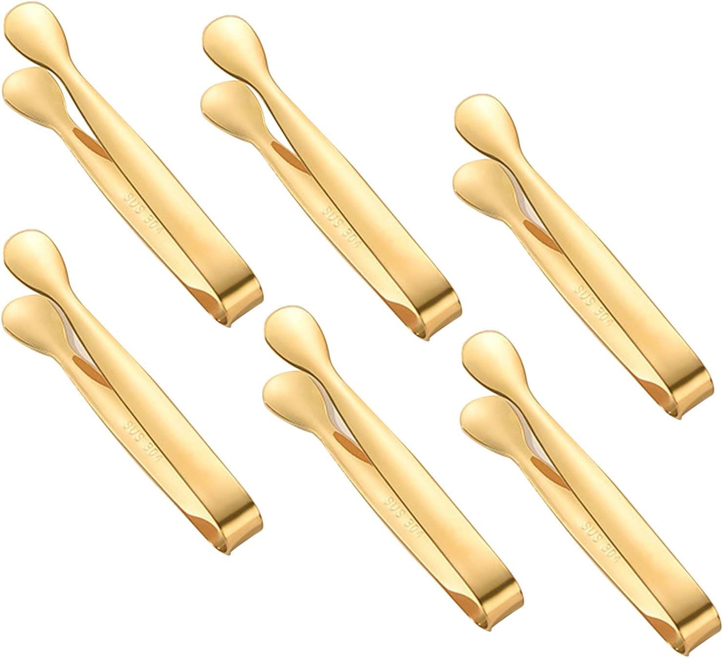 Zuckerzange – 6er-set – Edelstahl – Gold – 110 Mm – Für Buffets Und Grillfeste