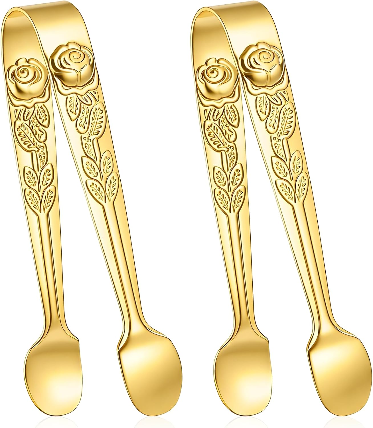 Zuckerzange – 2er-set – Goldfarbener Edelstahl – Eiscreme Und Dessert – Bar Und Café – 10,2 Cm