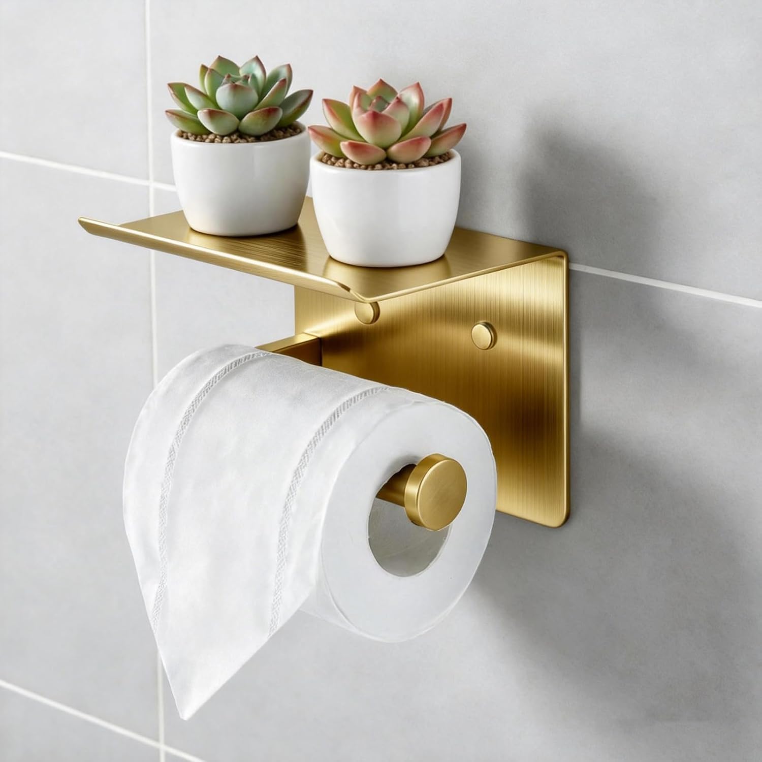 Wandmontierter Toilettenpapierhalter – 1 Stück – Goldfarbener Edelstahl – Mit Ablagefach – Für Badezimmer Und Wc