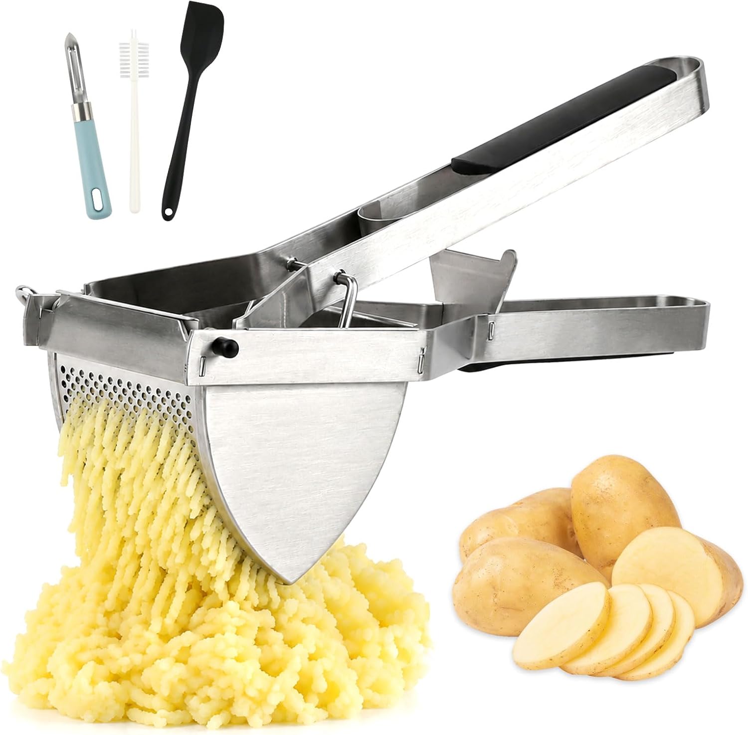 Kartoffelstampfer Aus Edelstahl, 650 Ml – 4-teiliges Set Mit Sparschäler Und Spatel