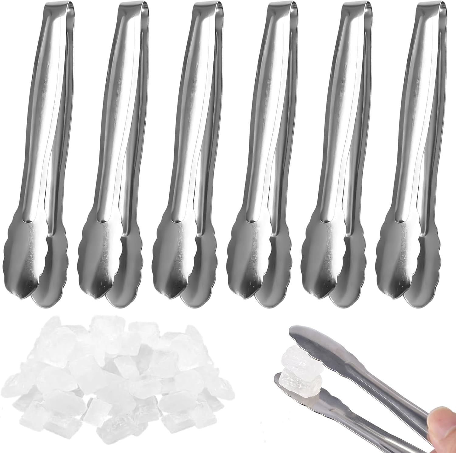 Eiszange – 6-teilig – Edelstahl – U-förmig – Buffet, Café, Bar – 15,5 Cm