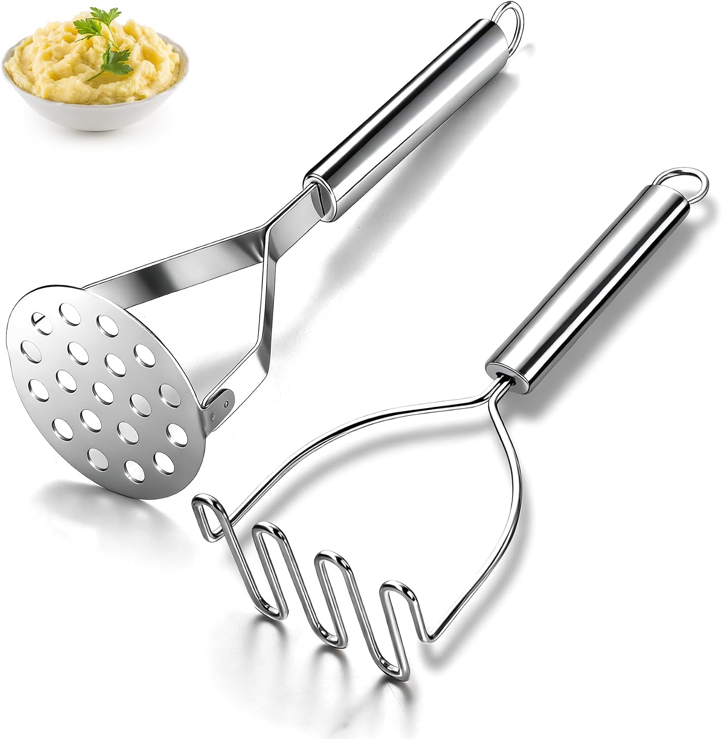 Kartoffelstampfer - 2er-set - Edelstahl - Doppelkopf - Für Kartoffeln Und Avocados