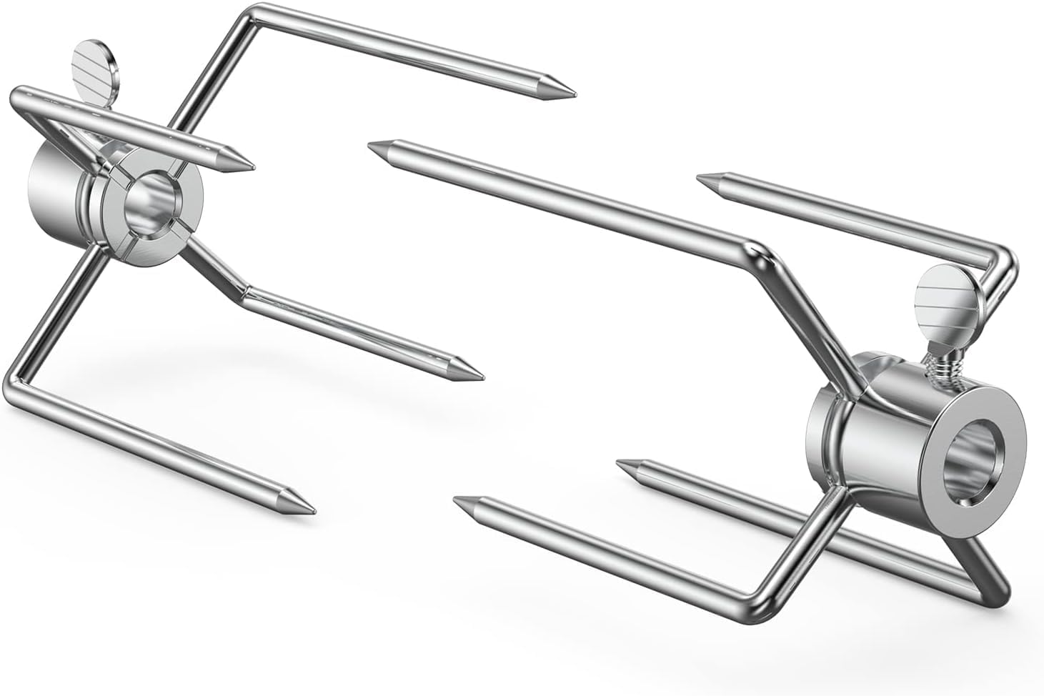 Drehspießgabel – 2er-set – Edelstahl – Fleischhalter – Grill – 8 Mm Vierkantschaft