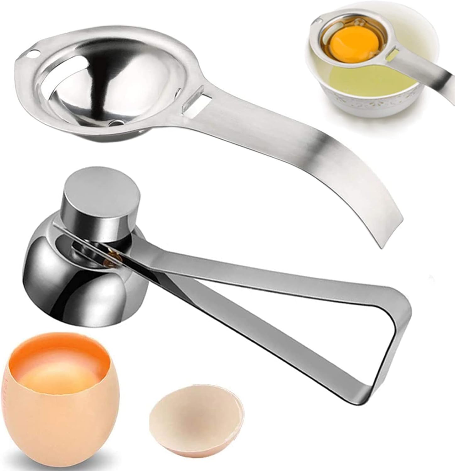 Eierschneider – 2er-set – Edelstahl – Eieröffner Und -trenner – Für Den Täglichen Gebrauch – Silber