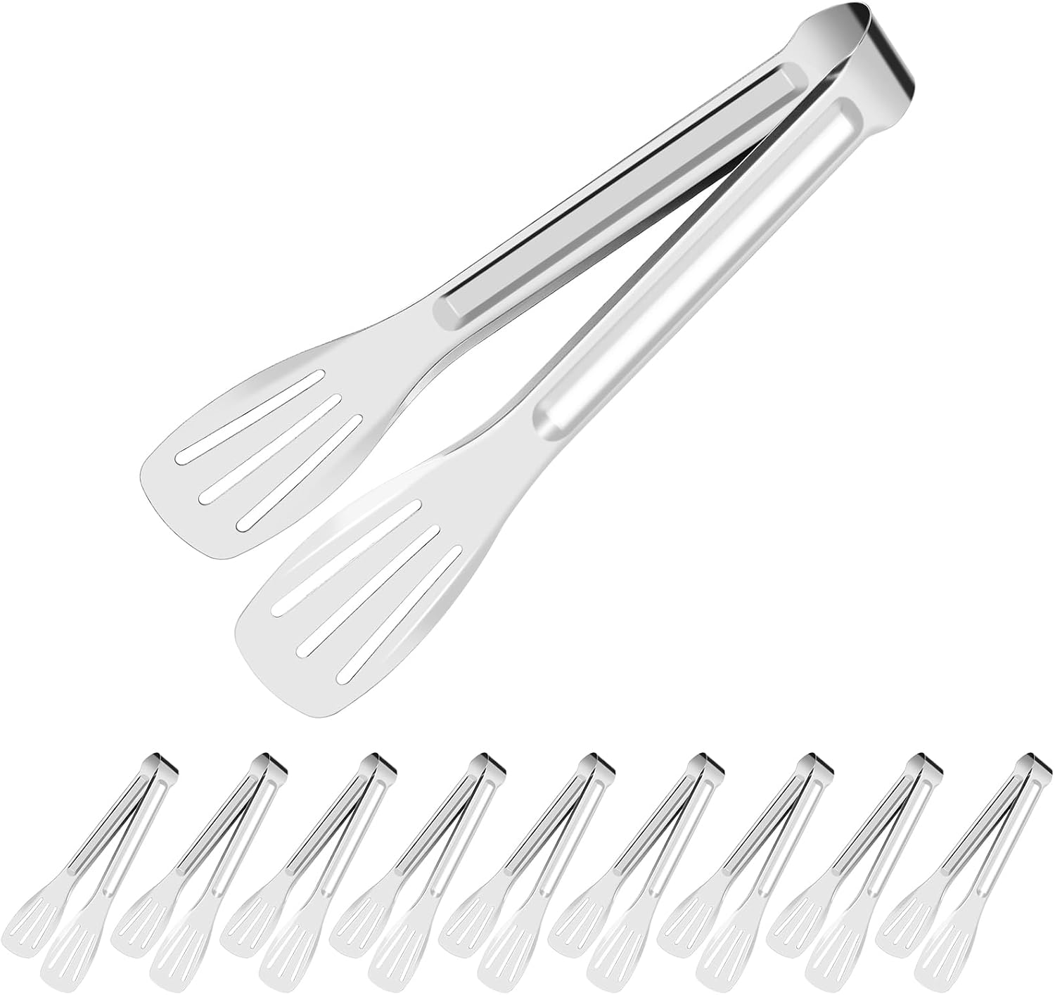 Küchenzangen-set – 10 Stück – Edelstahl – Rutschfeste, Gezahnte Kante – Ideal Für Grillabende, Buffets Und Salate – 18 Cm