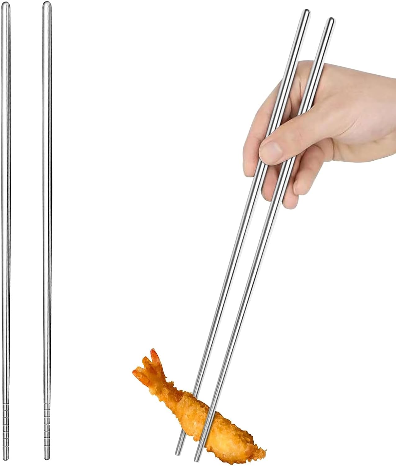 Küchenstäbchen – 2 Paar – Edelstahl – Rutschfest – Für Fondue Und Sushi – 38 Cm