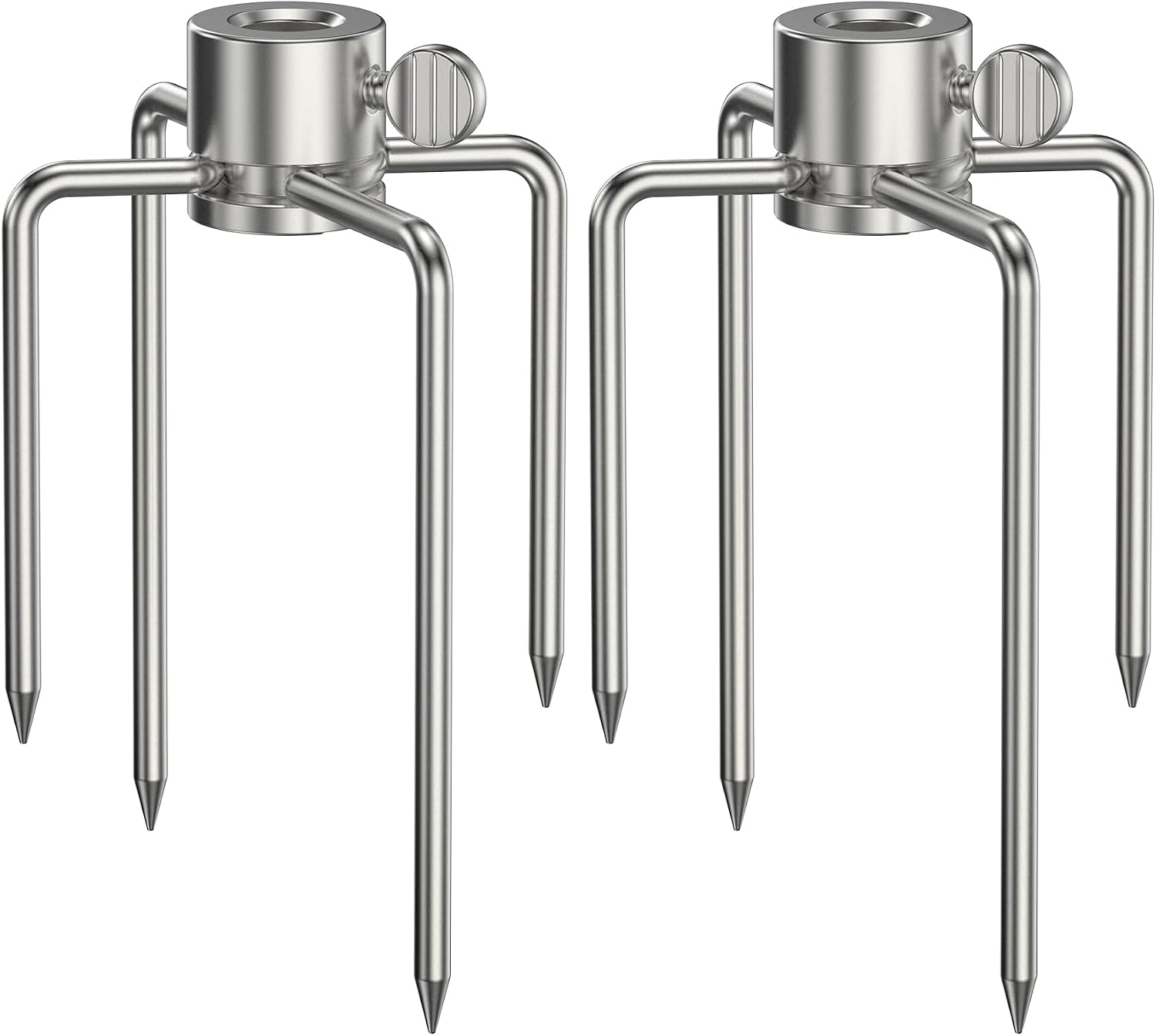 Bratgabel – 2er-set – Edelstahl – 4 Konische Zinken – Für 8-mm-vierkantspieße – Grill Und Backofen