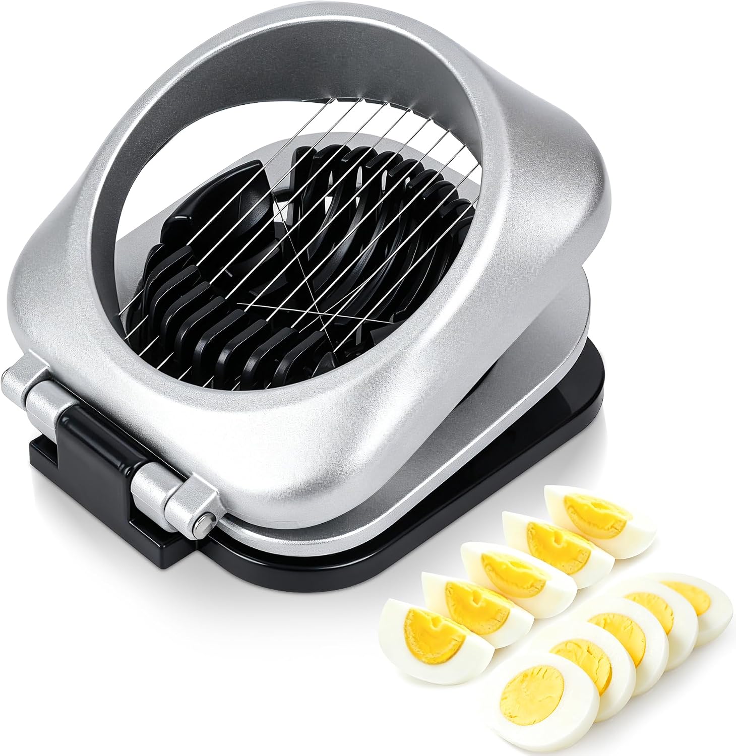 2-in-1 Eierschneider Aus Edelstahl – 1 Stück – Edelstahl – 3 Austauschbare Klingen – Für Eier, Obst Und Käse – Silber